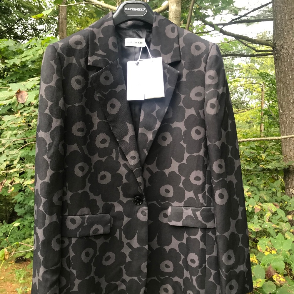 Marimekko Lehdot Mini Unikko Blazer, Size EU 36, Black/dark grey